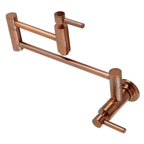KS810DLAC Concord Wall Mount Pot Filler Kitchen Faucet, Antique Copper